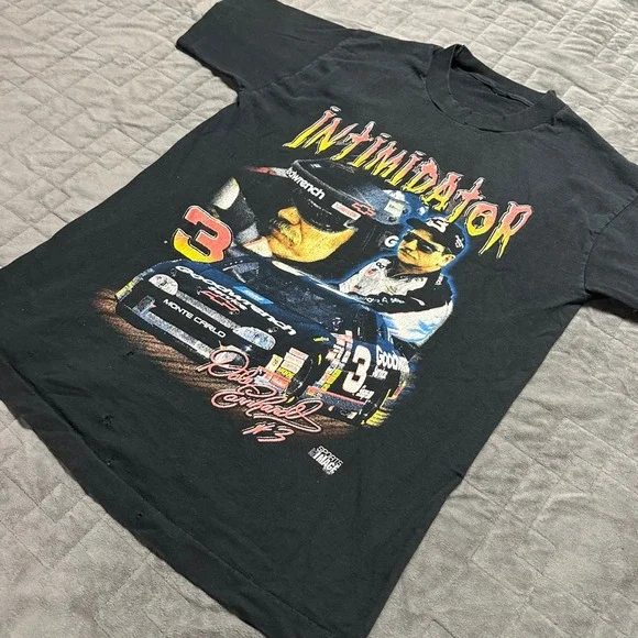 Vintage 90s Dale Earnhardt Intimidator Nascar Racing Faded Single Stitched Shirt - Picture 2 of 8